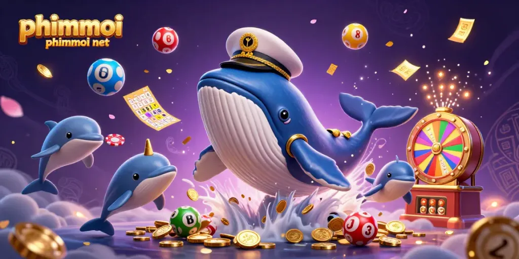 Experience thrilling winnings with phimmoi phimmoi net as a cartoon whale navigates a sea of coins.