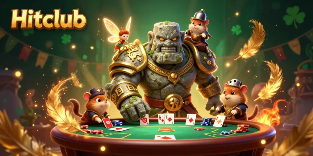 Experience excitement at Hitclub with a magical golem guardian, a fairy, and action-packed poker gameplay.